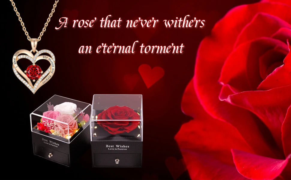  Necklace - Luxurious Rose Gift Box, Perfect for Valentine's Day, Mother's Day, Anniversary, Birthday, and Any Special Occasion 