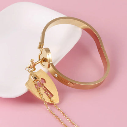 Couple Jewelry Stainless Steel Bracelet Love Lock Bracelet Can Be Opened Key Pendant Necklace Men And Women Valentine's Day Gift