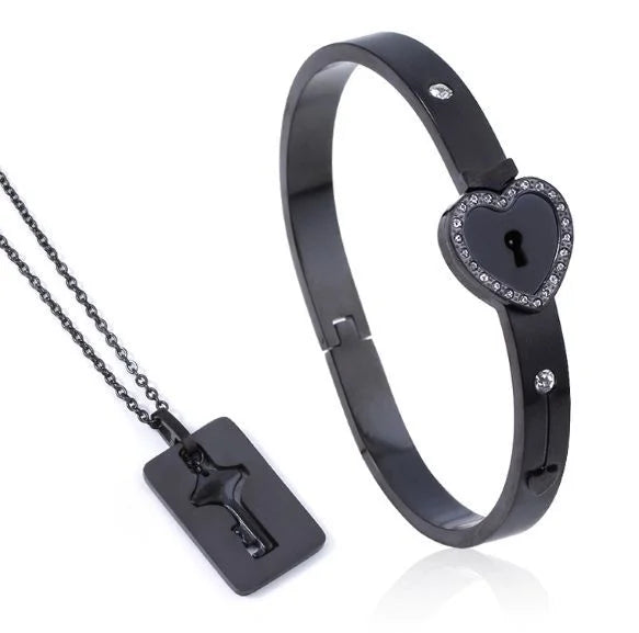 Couple Jewelry Stainless Steel Bracelet Love Lock Bracelet Can Be Opened Key Pendant Necklace Men And Women Valentine's Day Gift