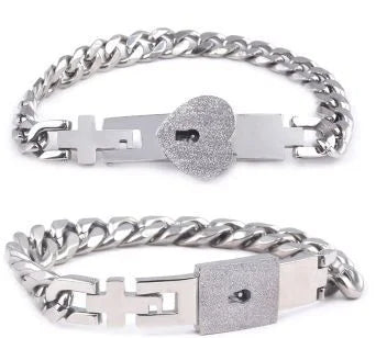 Couple Jewelry Stainless Steel Bracelet Love Lock Bracelet Can Be Opened Key Pendant Necklace Men And Women Valentine's Day Gift
