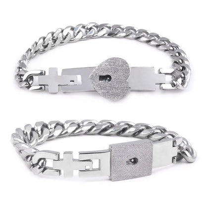 Couple Jewelry Stainless Steel Bracelet Love Lock Bracelet Can Be Opened Key Pendant Necklace Men And Women Valentine's Day Gift
